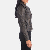 Wysor Distressed Brown Leather Quilted Biker Jacket